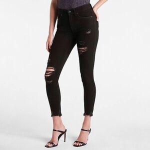 ✨2X HP✨Express black mid rise jean leggings in distressed stretch denim size 4S
